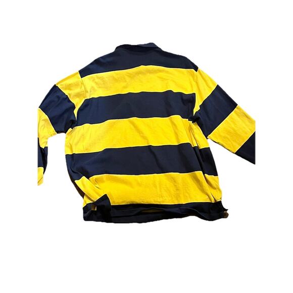 Y2K Vintage Polo RL Rugby Shirt XL Lion & Unicorn Crest Blue Yellow Stripe Zip - Picture 10 of 10